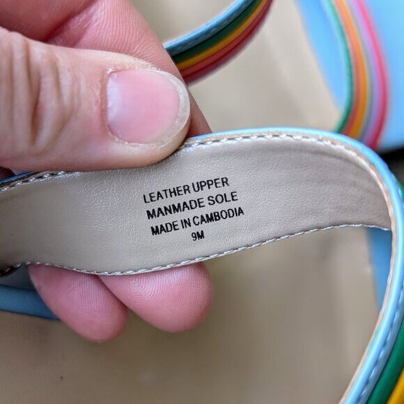 Ann Taylor Machelle Rainbow Leather Block Heel Sandals size 9M - Picture 6 of 11